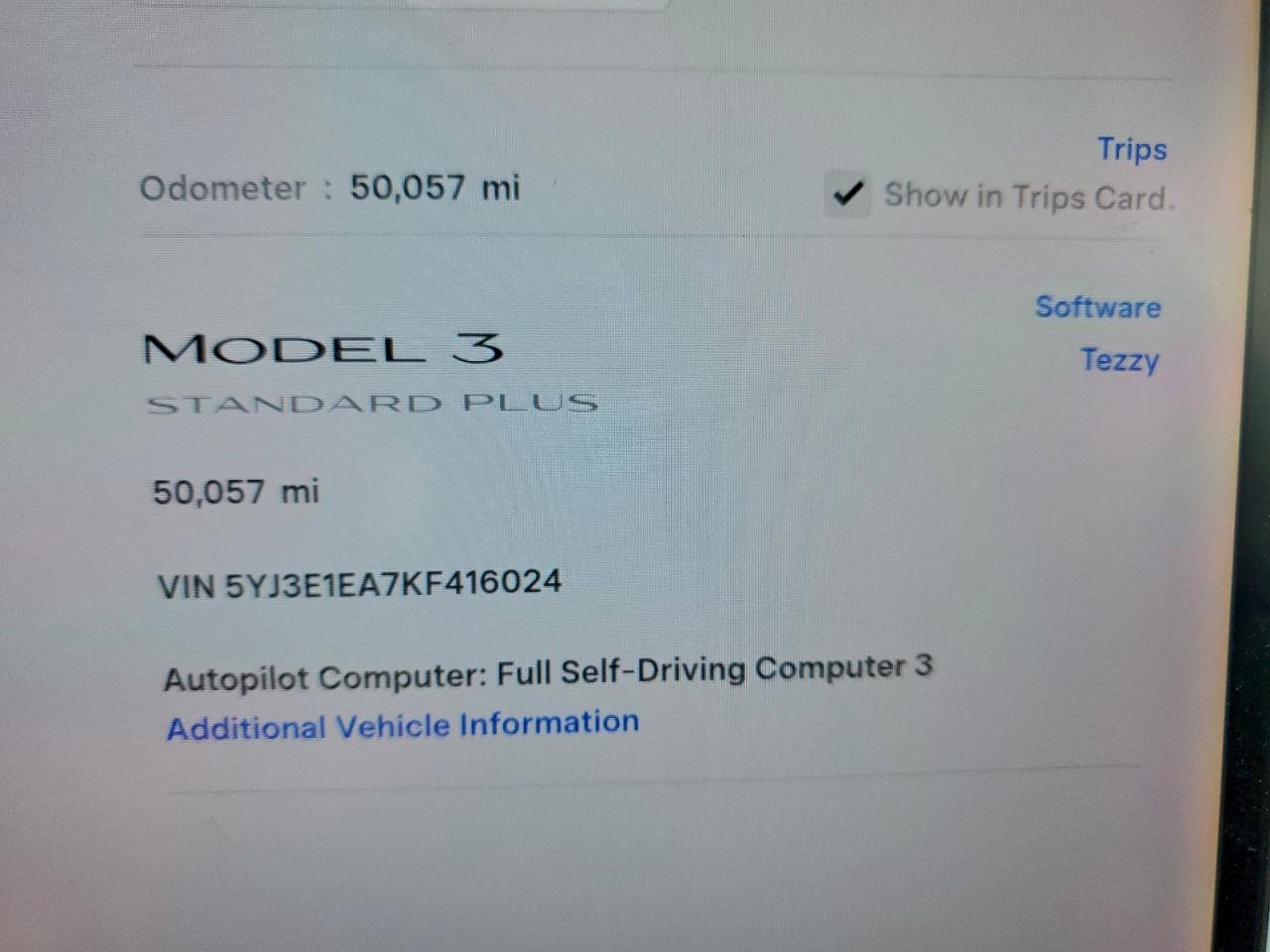2019 Tesla Model 3 VIN: 5YJ3E1EA7KF416024 Lot: 94074185