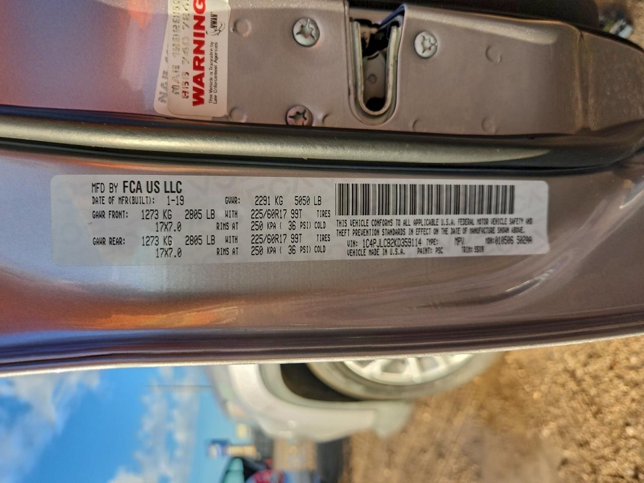 2019 Jeep Cherokee Latitude VIN: 1C4PJLCB2KD359114 Lot: 93935505