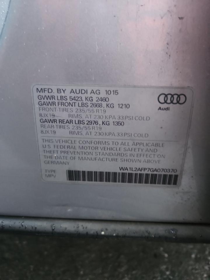 2016 Audi Q5 Premium Plus VIN: WA1L2AFP7GA070370 Lot: 92016805