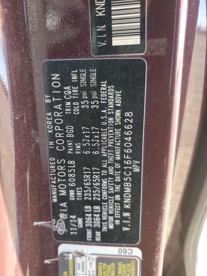 2015 Kia Sedona Lx VIN: KNDMB5C16F6046628 Lot: 90462515