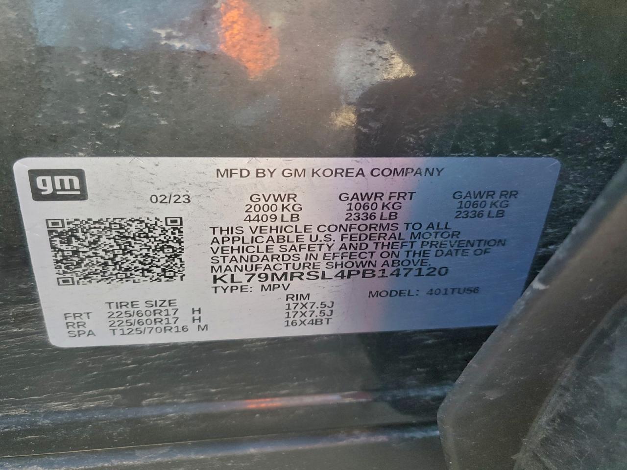 2023 Chevrolet Trailblazer Lt VIN: KL79MRSL4PB147120 Lot: 94152555