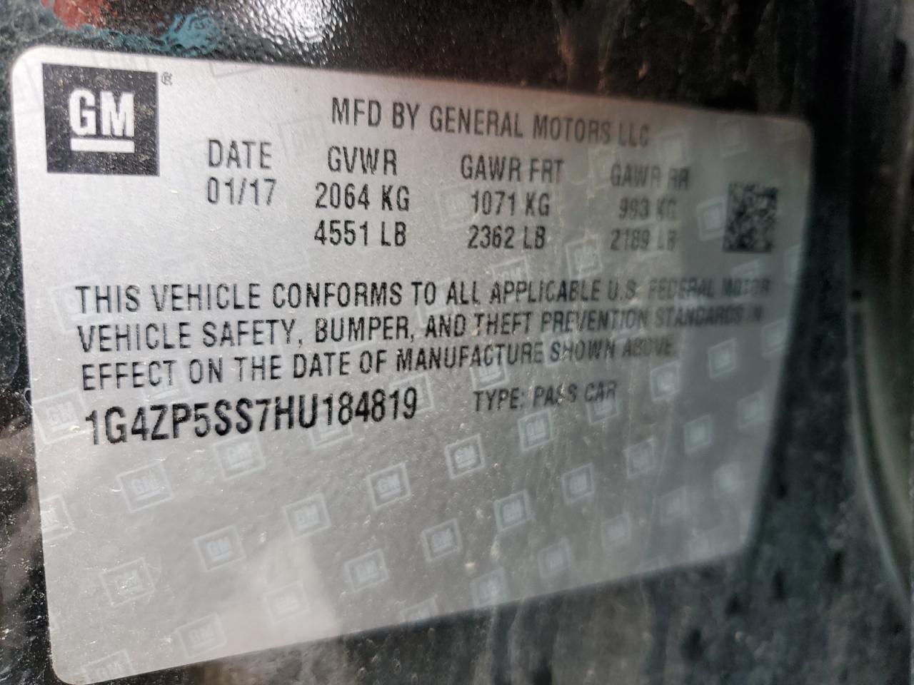 2017 Buick Lacrosse Essence VIN: 1G4ZP5SS7HU184819 Lot: 92883555