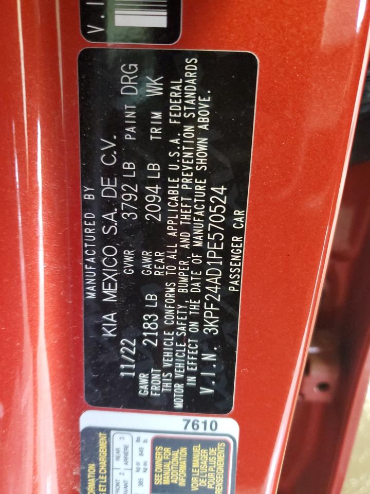 2023 Kia Forte Lx VIN: 3KPF24AD1PE570524 Lot: 92207715