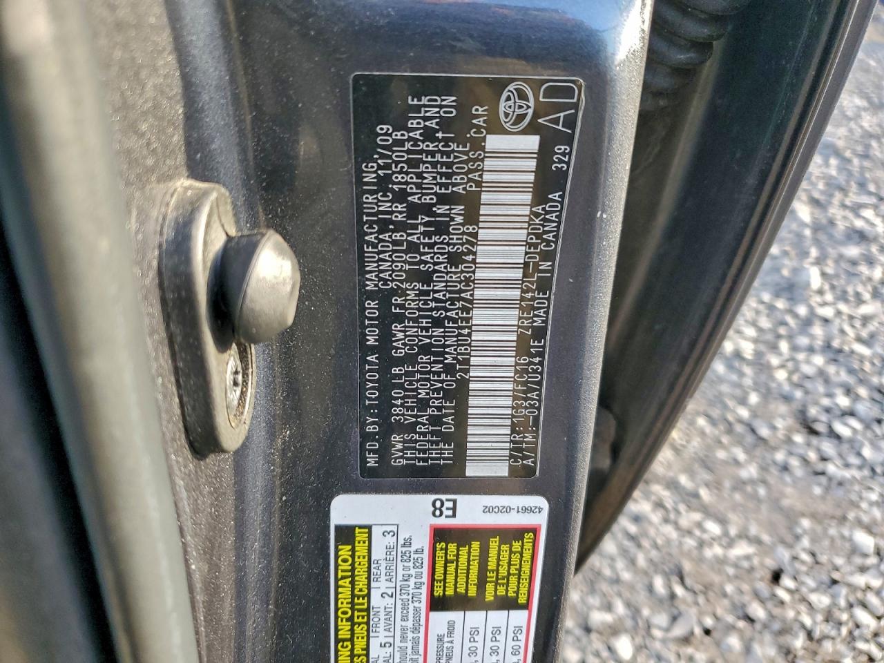 2010 Toyota Corolla Base VIN: 2T1BU4EE7AC304278 Lot: 94197275