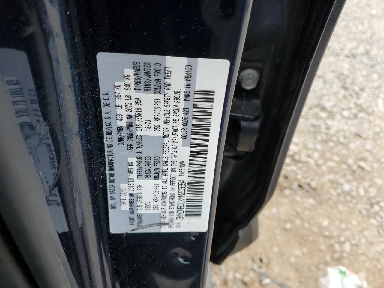 2021 Mazda Cx-30 Preferred VIN: 3MVDMBCLXMM263654 Lot: 92665995