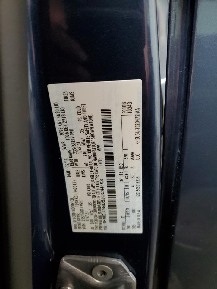 2018 Ford Escape Se VIN: 1FMCU0GD5JUC44193 Lot: 92001105