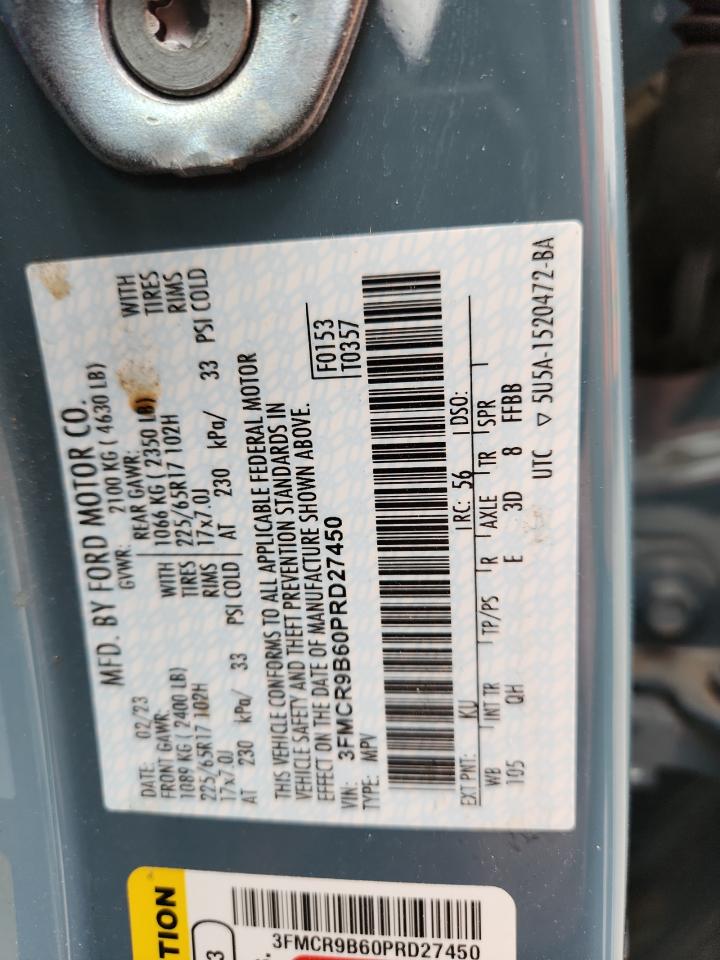 2023 Ford Bronco Sport Big Bend VIN: 3FMCR9B60PRD27450 Lot: 92708055