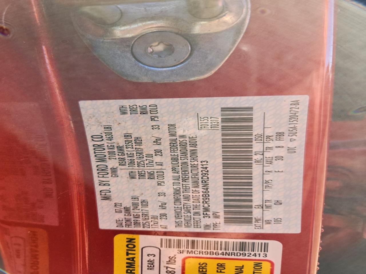 2022 Ford Bronco Sport Big Bend VIN: 3FMCR9B64NRD92413 Lot: 94741295