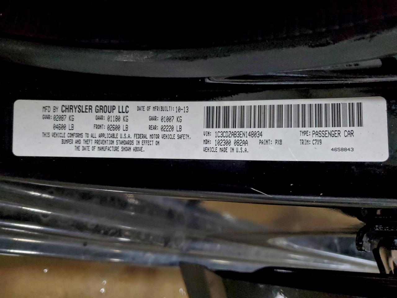 2014 Dodge Avenger Se VIN: 1C3CDZAB3EN148034 Lot: 93766045