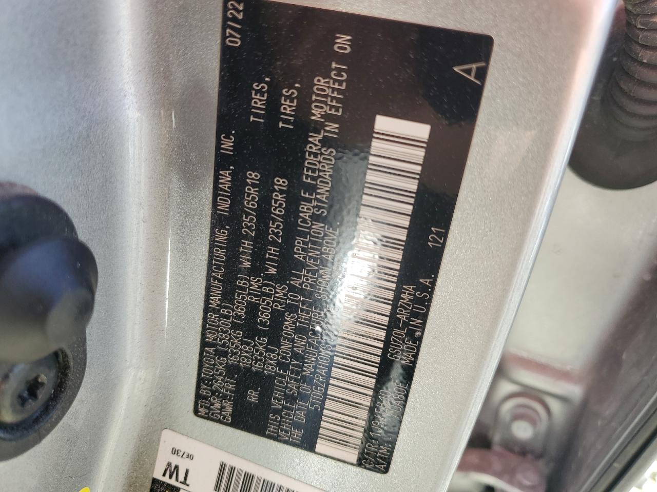 2022 Toyota Highlander Xle VIN: 5TDGZRAH0NS131415 Lot: 93112045