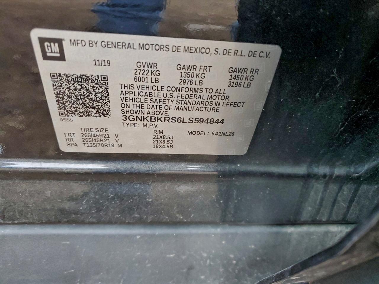 2020 Chevrolet Blazer Rs VIN: 3GNKBKRS6LS594844 Lot: 93710475