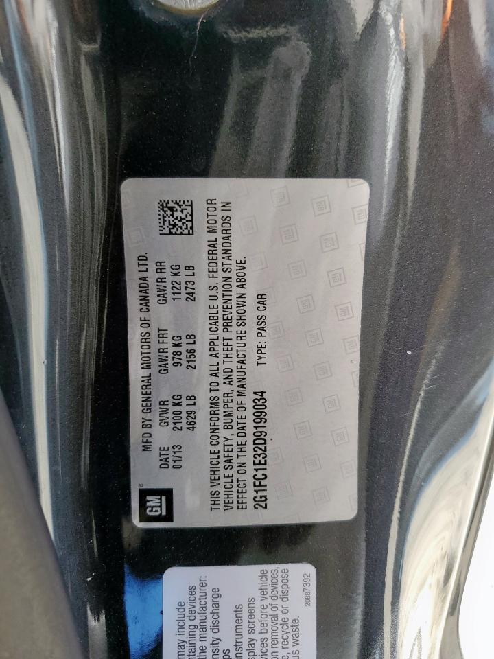 2013 Chevrolet Camaro Lt VIN: 2G1FC1E32D9199034 Lot: 91590545