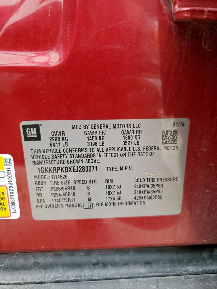 2014 GMC Acadia Sle VIN: 1GKKRPKDXEJ280071 Lot: 92594815