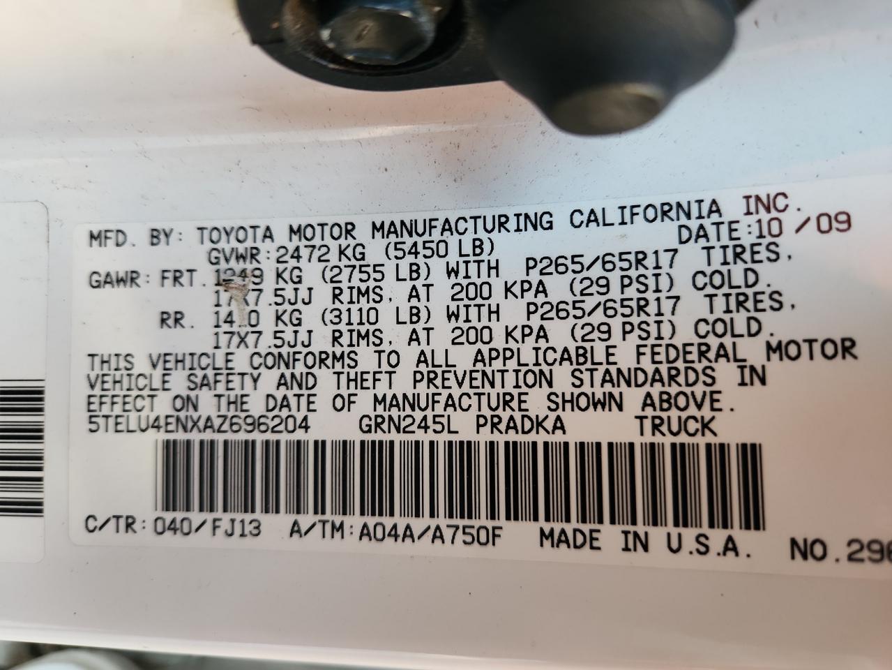 2010 Toyota Tacoma Double Cab VIN: 5TELU4ENXAZ696204 Lot: 92440695