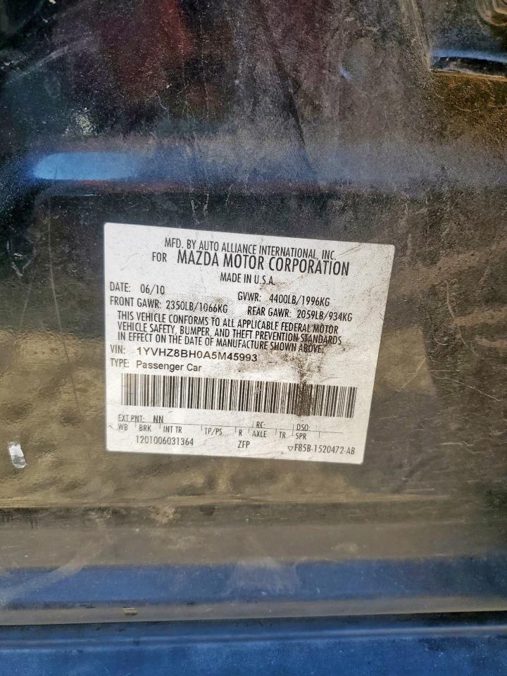 2010 Mazda 6 I VIN: 1YVHZ8BH0A5M45993 Lot: 92219365