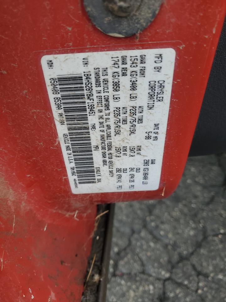 1998 Dodge Durango VIN: 1B4HS28Y8WF199451 Lot: 91725705