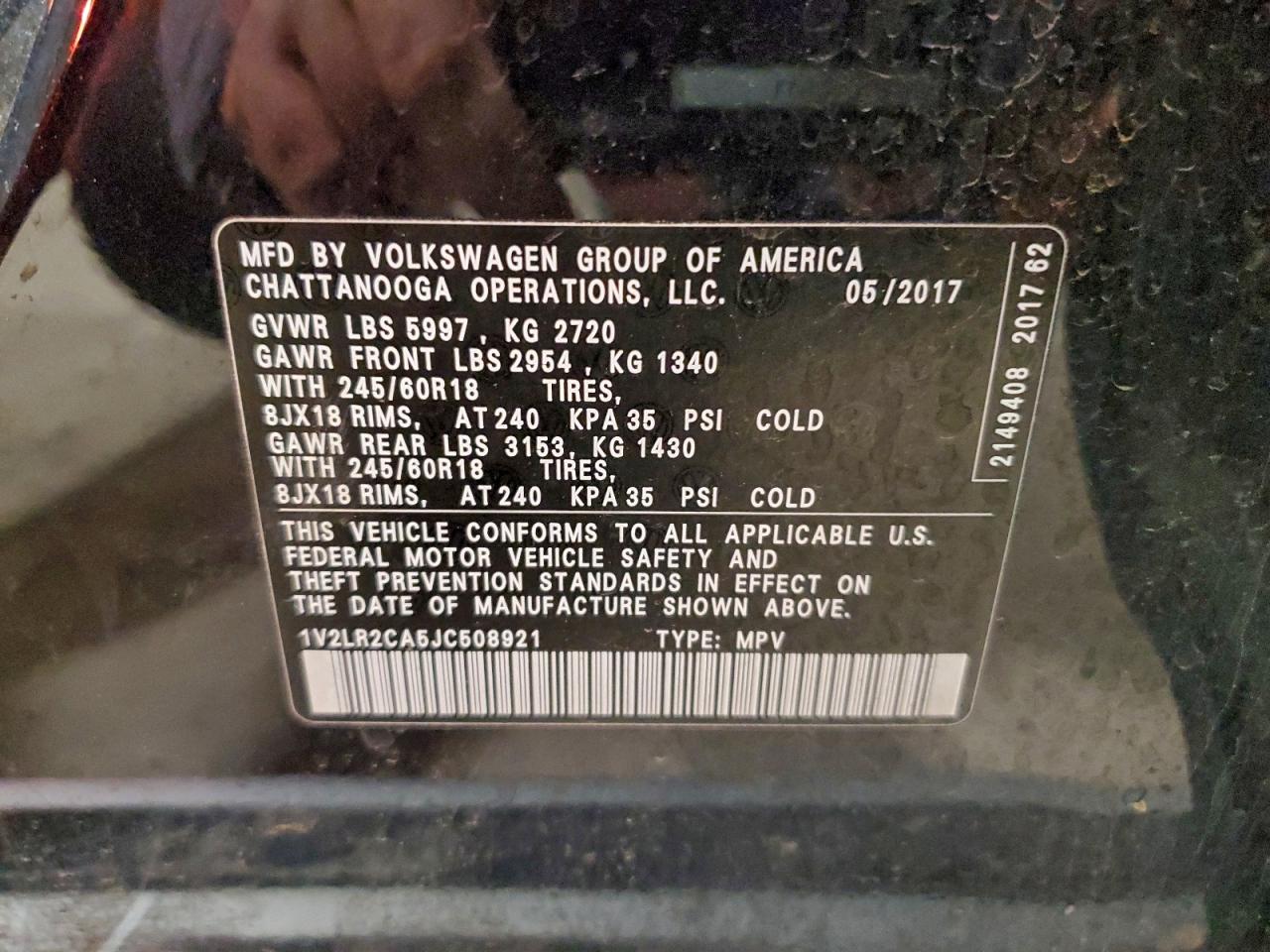 2018 Volkswagen Atlas Se VIN: 1V2LR2CA5JC508921 Lot: 94421875