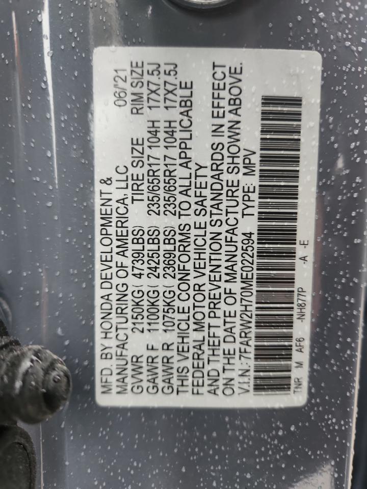 2021 Honda Cr-V Se VIN: 7FARW2H70ME022594 Lot: 93291925
