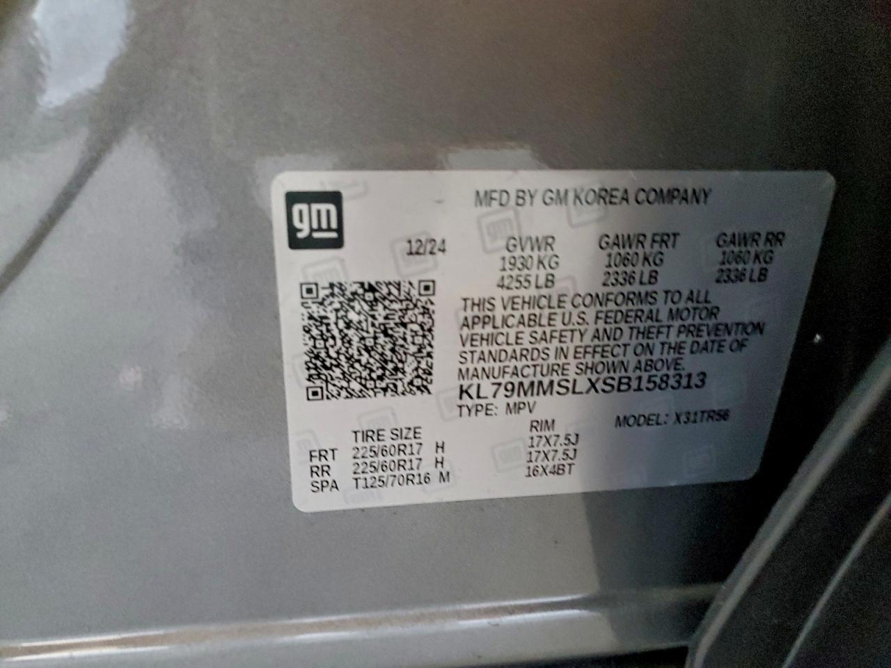 2025 Chevrolet Trailblazer Ls VIN: KL79MMSLXSB158313 Lot: 94108855