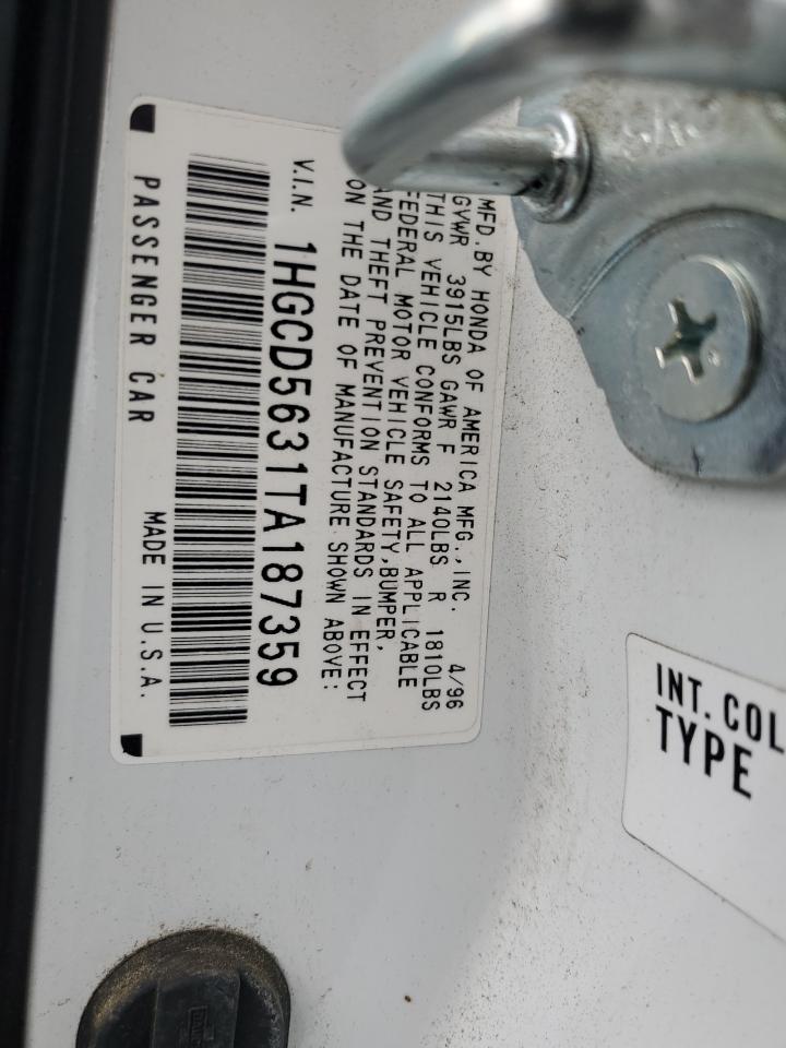 1996 Honda Accord Lx VIN: 1HGCD5631TA187359 Lot: 91991595