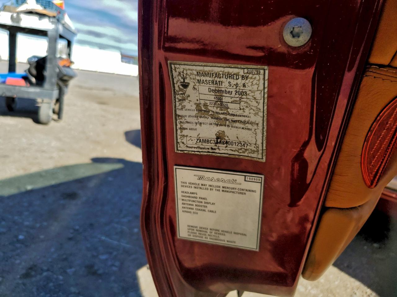 2004 Maserati Coupe Gt VIN: ZAMBC38A840012347 Lot: 92750245