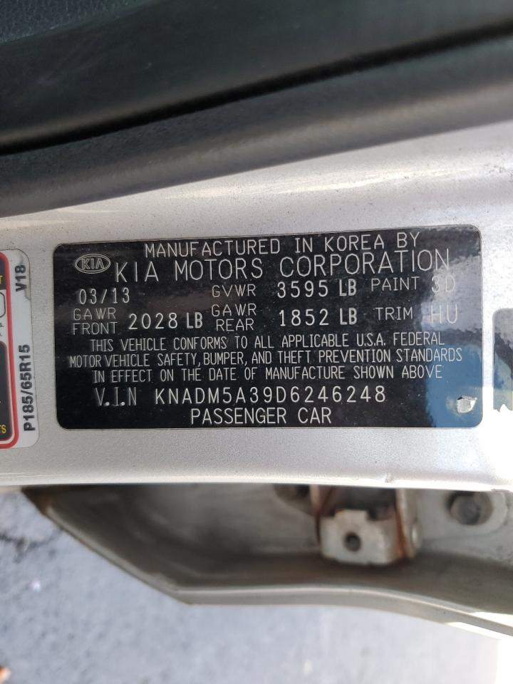 2013 Kia Rio Lx VIN: KNADM5A39D6246248 Lot: 91852895