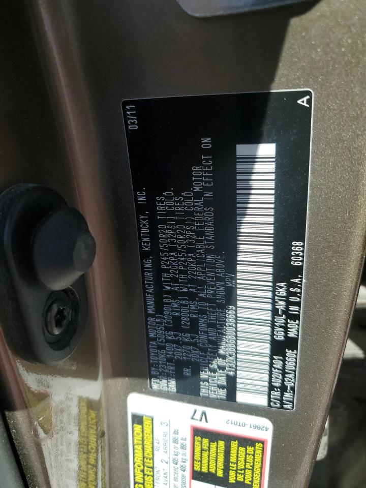 2011 Toyota Venza VIN: 4T3ZK3BB6BU038669 Lot: 91988895