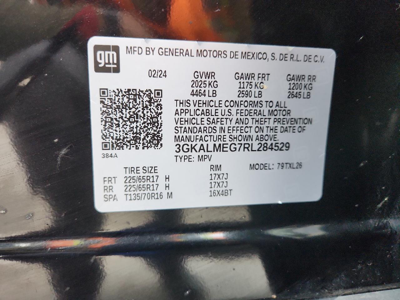 2024 GMC Terrain Sle VIN: 3GKALMEG7RL284529 Lot: 93205155