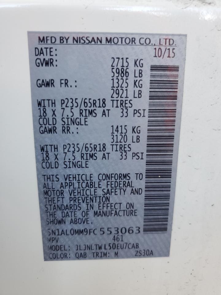 2015 Infiniti Qx60 VIN: 5N1AL0MM9FC553063 Lot: 93345015