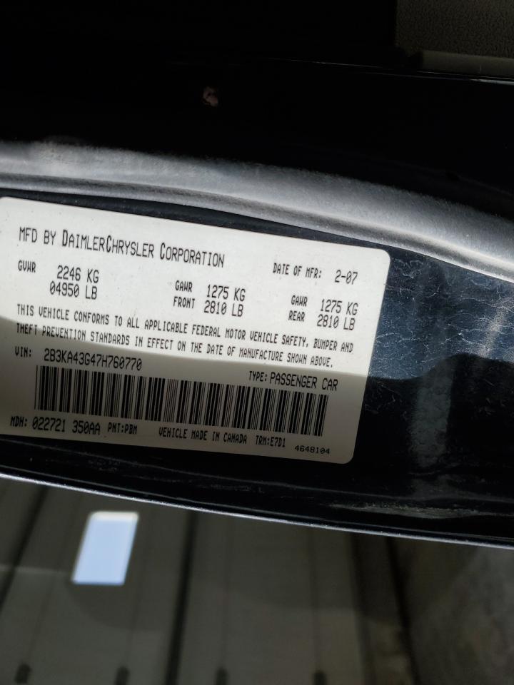 2007 Dodge Charger Se VIN: 2B3KA43G47H760770 Lot: 92016645