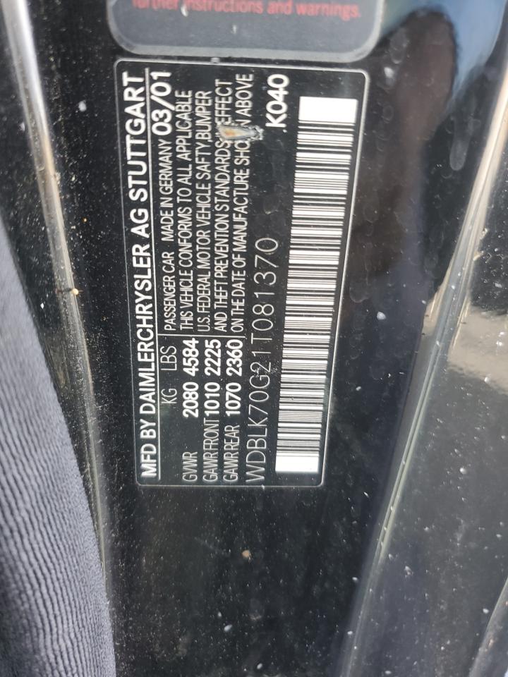 2001 Mercedes-Benz Clk 430 VIN: WDBLK70G21T081370 Lot: 92495155