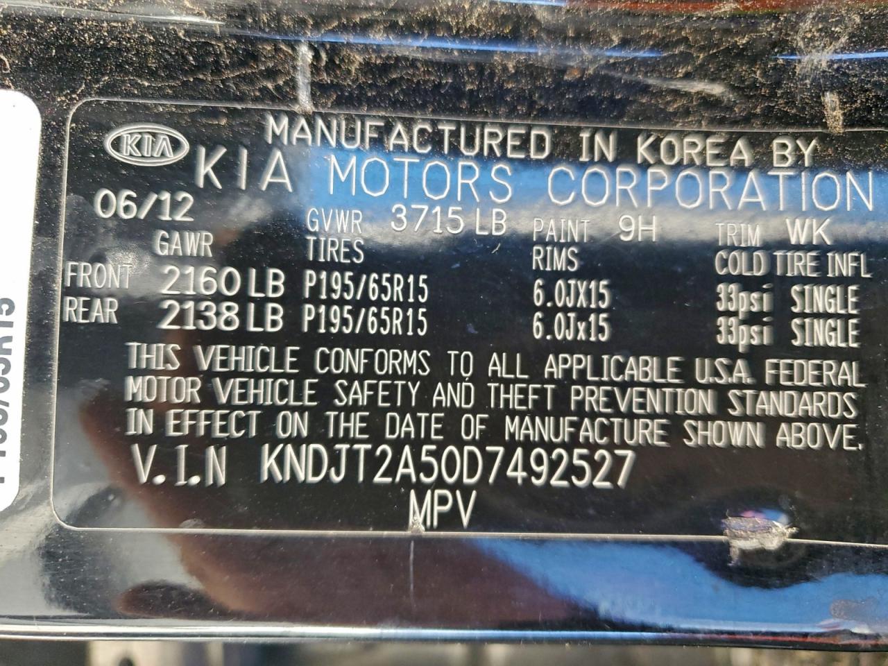 2013 Kia Soul VIN: KNDJT2A50D7492527 Lot: 94577035