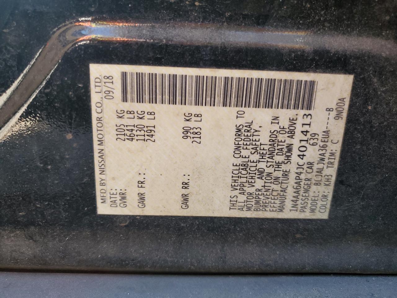 2018 Nissan Maxima 3.5S VIN: 1N4AA6AP4JC401413 Lot: 90663205