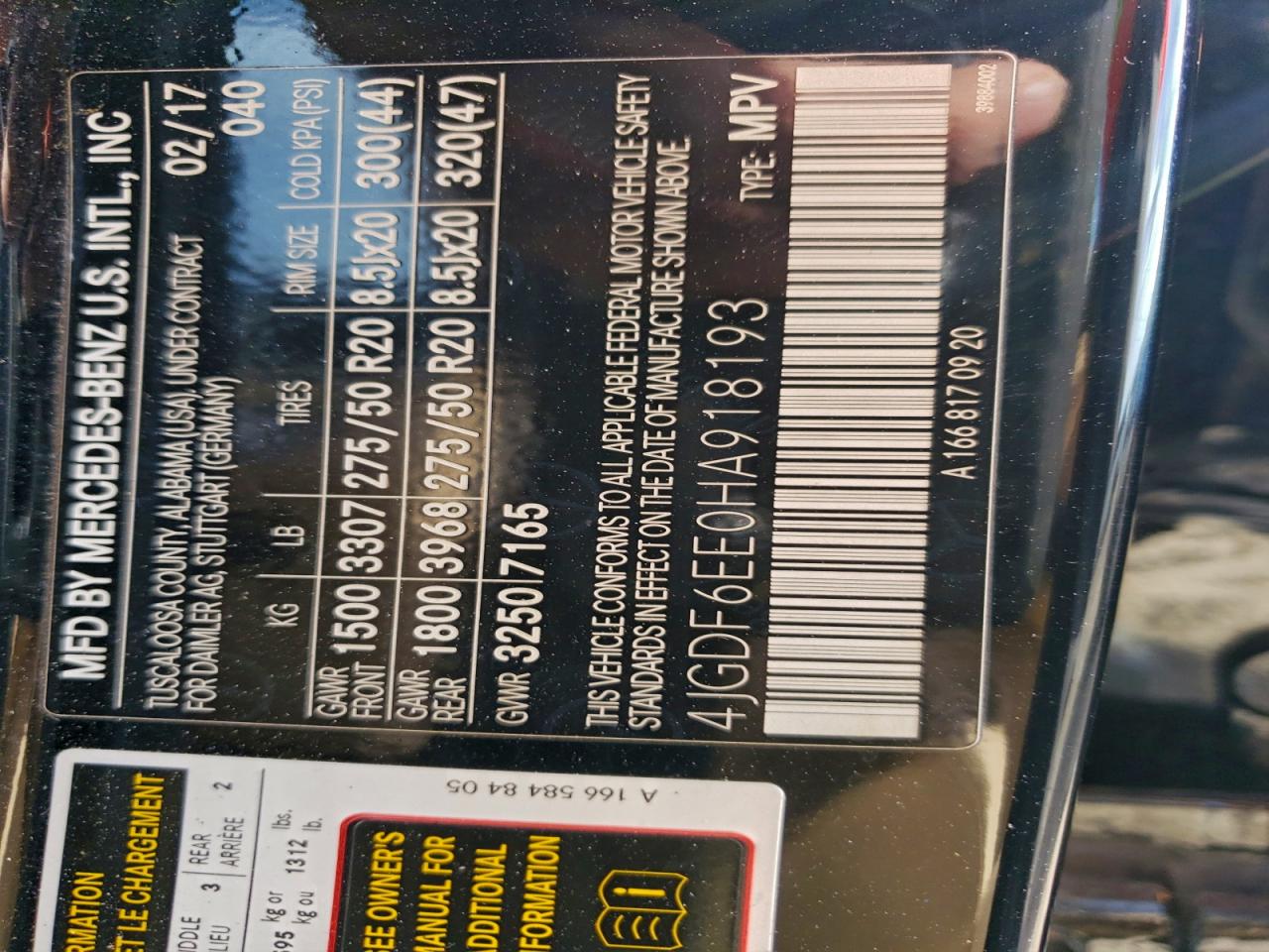 2017 Mercedes-Benz Gls 450 4Matic VIN: 4JGDF6EE0HA918193 Lot: 94229385