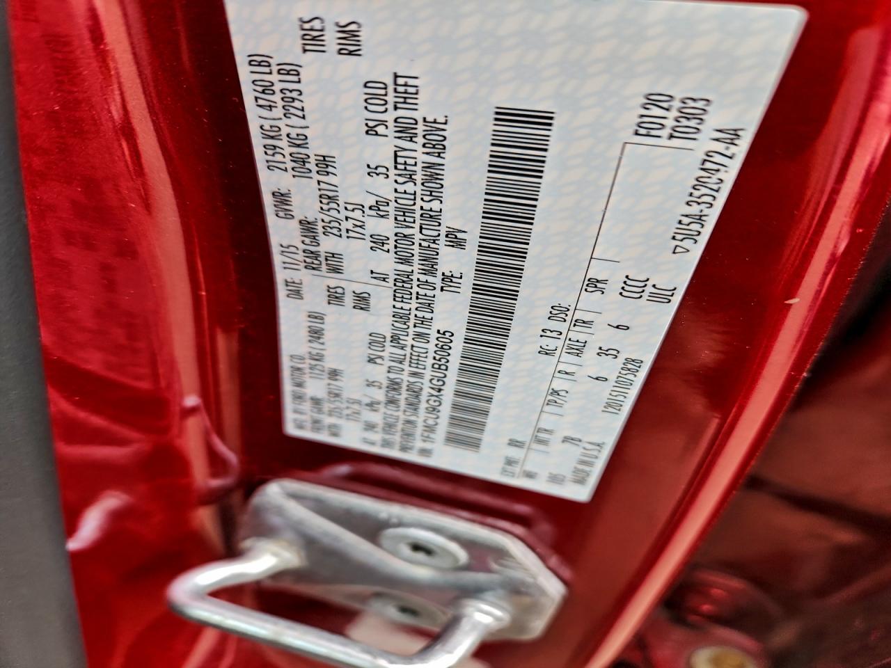 2016 Ford Escape Se VIN: 1FMCU9GX4GUB50605 Lot: 93663015