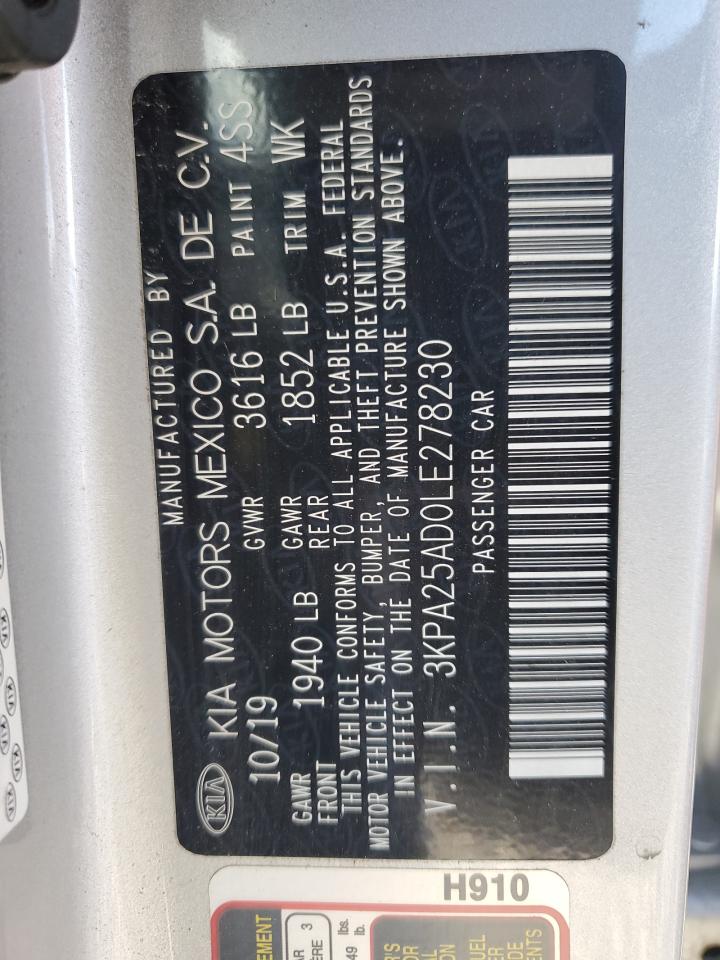 2020 Kia Rio Lx VIN: 3KPA25AD0LE278230 Lot: 91481155