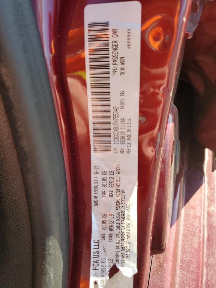 2015 Chrysler 200 Limited VIN: 1C3CCCAB1FN755342 Lot: 91417385