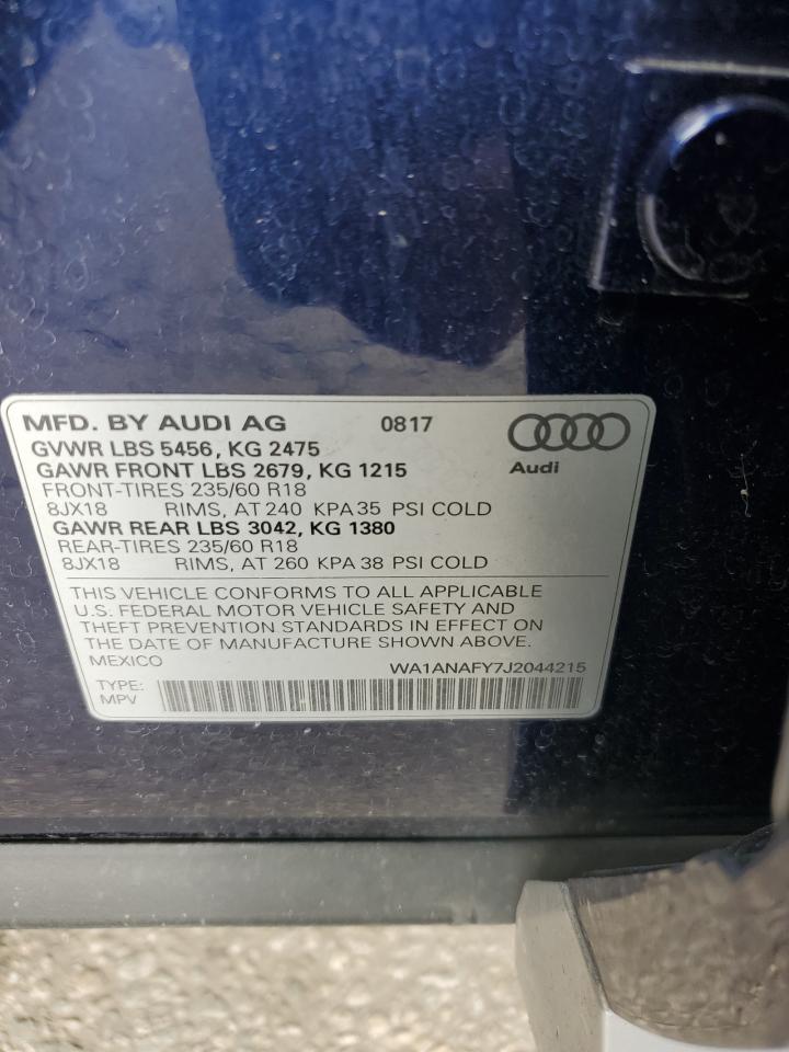 2018 Audi Q5 Premium VIN: WA1ANAFY7J2044215 Lot: 93751765