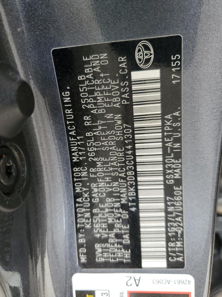 2012 Toyota Avalon Base VIN: 4T1BK3DB3CU441307 Lot: 91688875