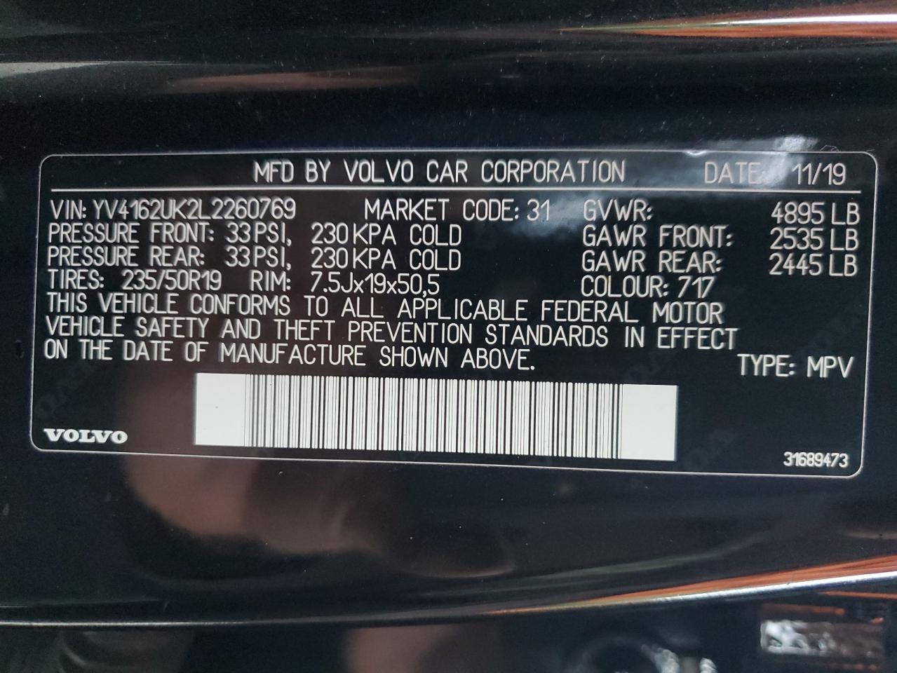 2020 Volvo Xc40 T5 Momentum VIN: YV4162UK2L2260769 Lot: 92273835