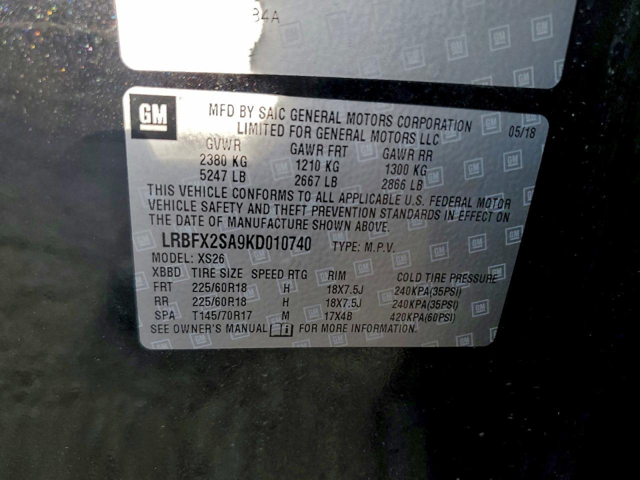 2019 Buick Envision Essence VIN: LRBFX2SA9KD010740 Lot: 93611055