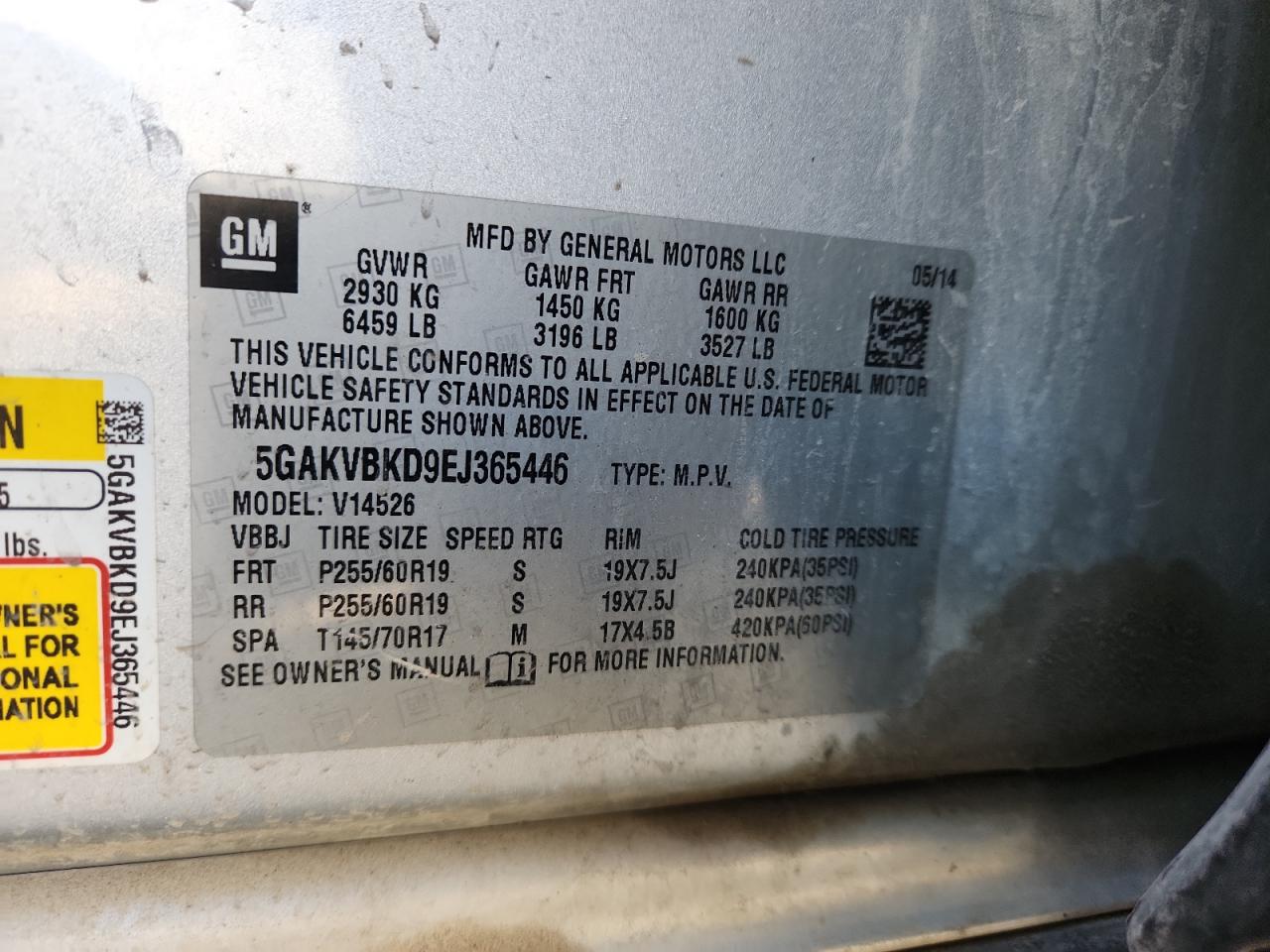 2014 Buick Enclave VIN: 5GAKVBKD9EJ365446 Lot: 91482295