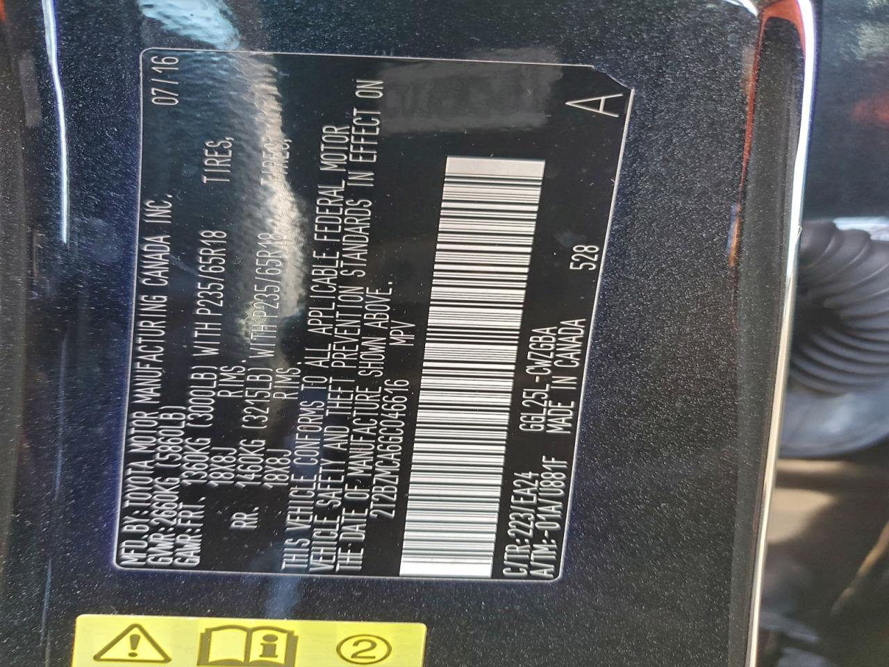 2016 Lexus Rx 350 Base VIN: 2T2BZMCA6GC046616 Lot: 93886725