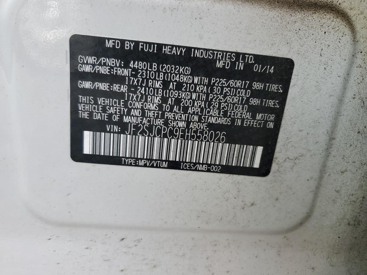 2014 Subaru Forester 2.5I Touring VIN: JF2SJCPC9EH558026 Lot: 90781675