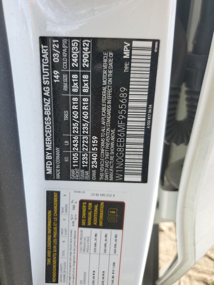 2021 Mercedes-Benz Glc 300 4Matic VIN: W1N0G8EB6MF955689 Lot: 91266685