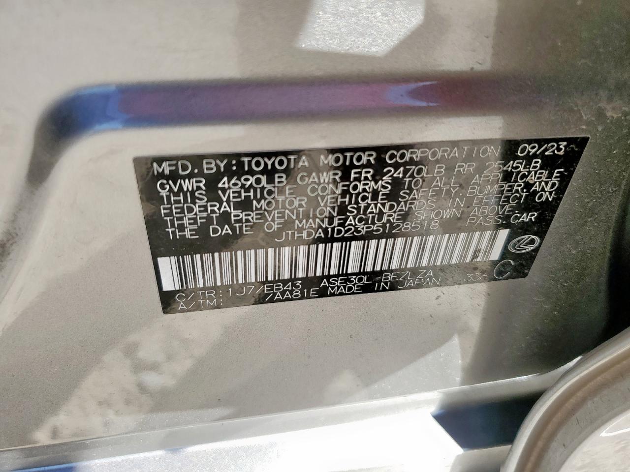 2023 Lexus Is 300 VIN: JTHDA1D23P5128518 Lot: 91922545