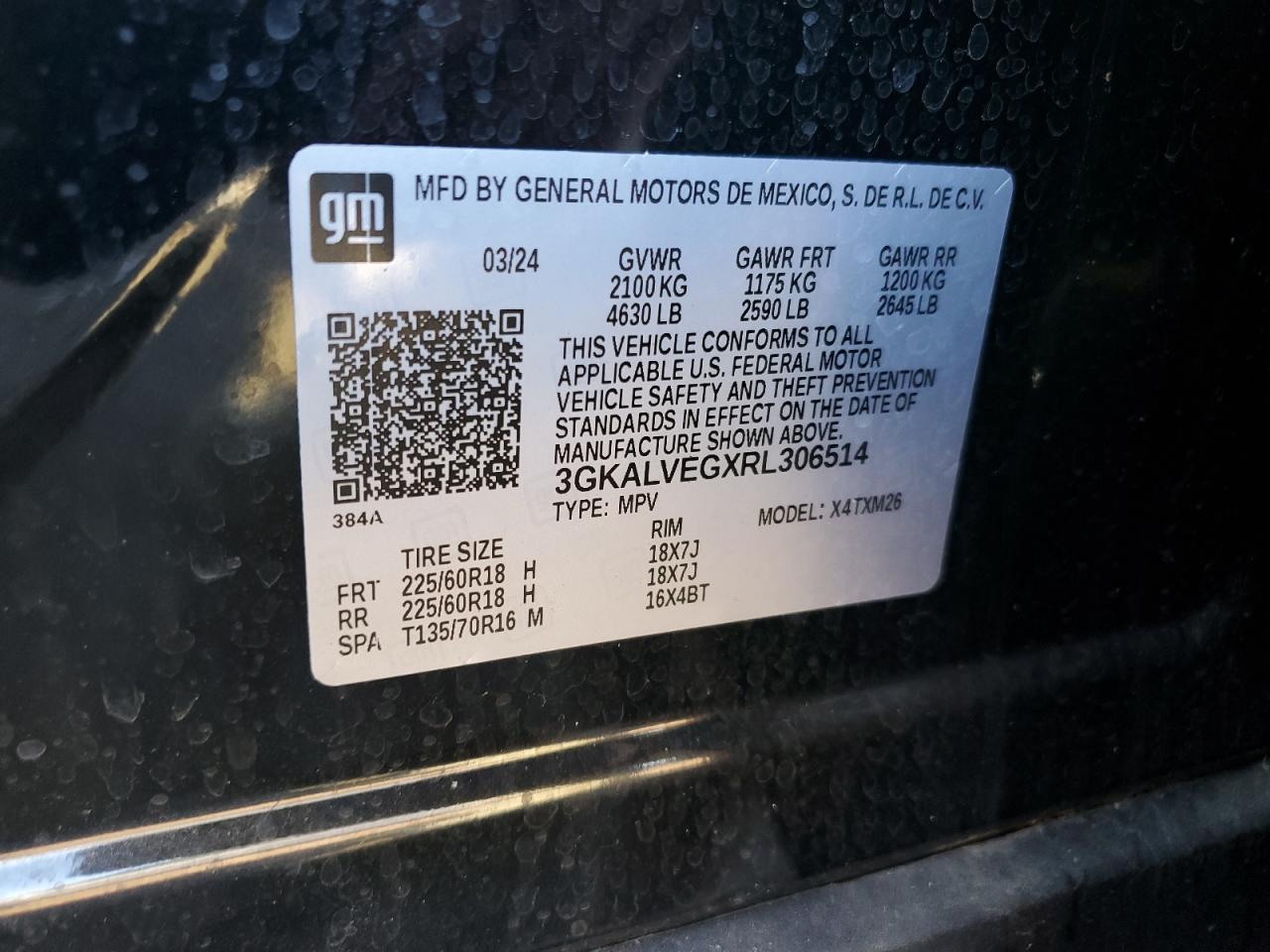 2024 GMC Terrain Slt VIN: 3GKALVEGXRL306514 Lot: 92287375