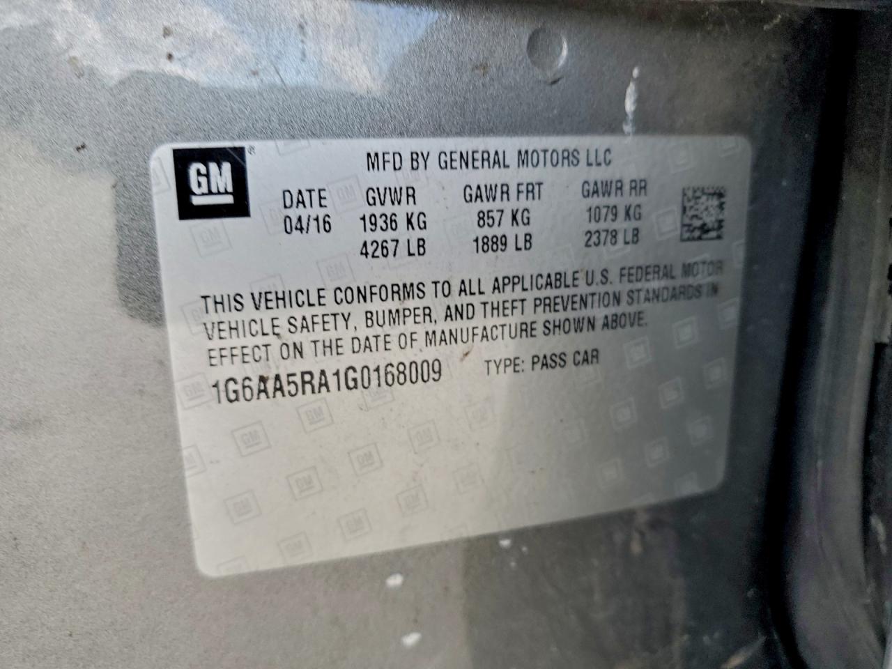 2016 Cadillac Ats VIN: 1G6AA5RA1G0168009 Lot: 94356785