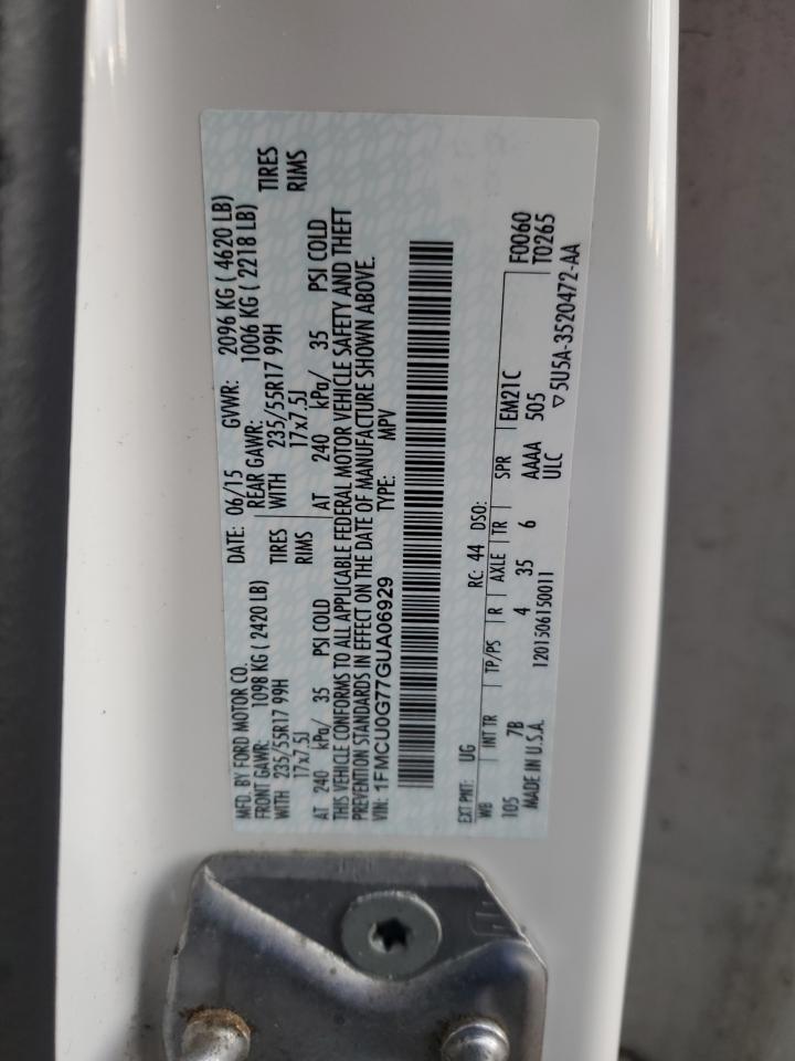 2016 Ford Escape Se VIN: 1FMCU0G77GUA06929 Lot: 87186715