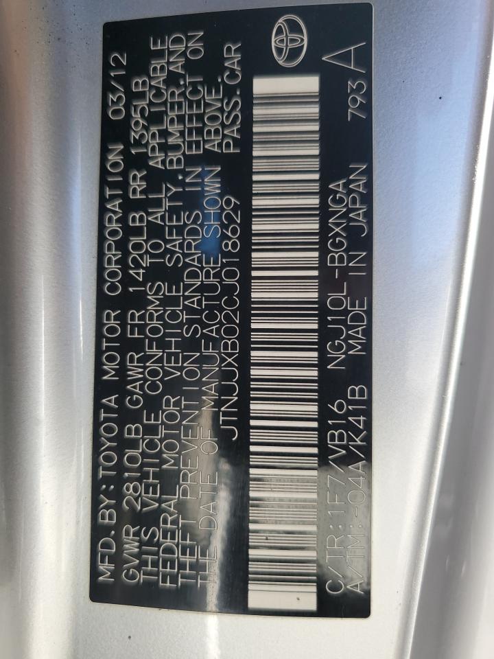 2012 Toyota Scion Iq VIN: JTNJJXB02CJ018629 Lot: 91115535